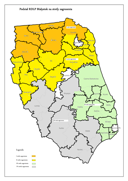 Podział regionu na strefy zagrożenia