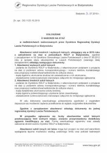 Ogłoszenie o naborze na staż